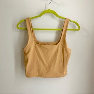 Peachy Tan Square Neck Workout Top
